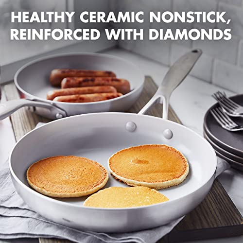 GreenPan Venice Pro Tri-Ply Stainless Steel Healthy Ceramic Nonstick 10" and 12" Frying Pan Skillet Set T78465