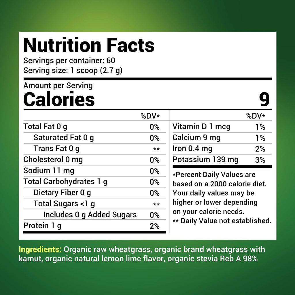 Organic Wheatgrass Raw Juice Powder, Lemon Flavor, 164g V57746