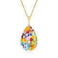 Italian Multicolored Murano Glass Millefiori Pendant Necklace in 18kt Gold Over Sterling N88409