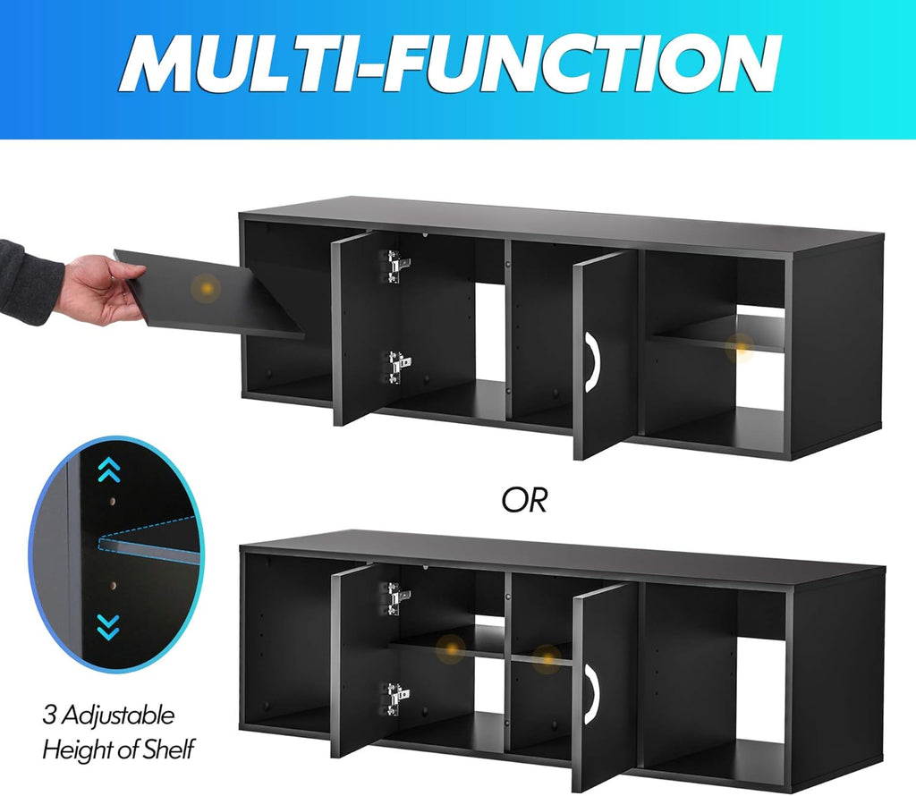Black Floating TV Stand Wall Mounted Media Console W394842