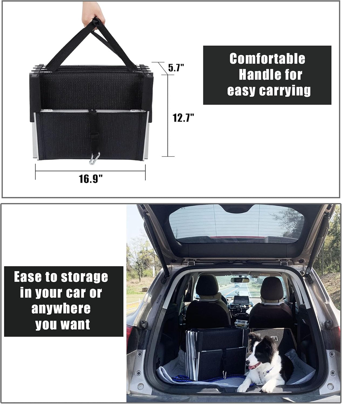Lightweight Aluminum Foldable Dog Steps with Nonslip Surface B78368