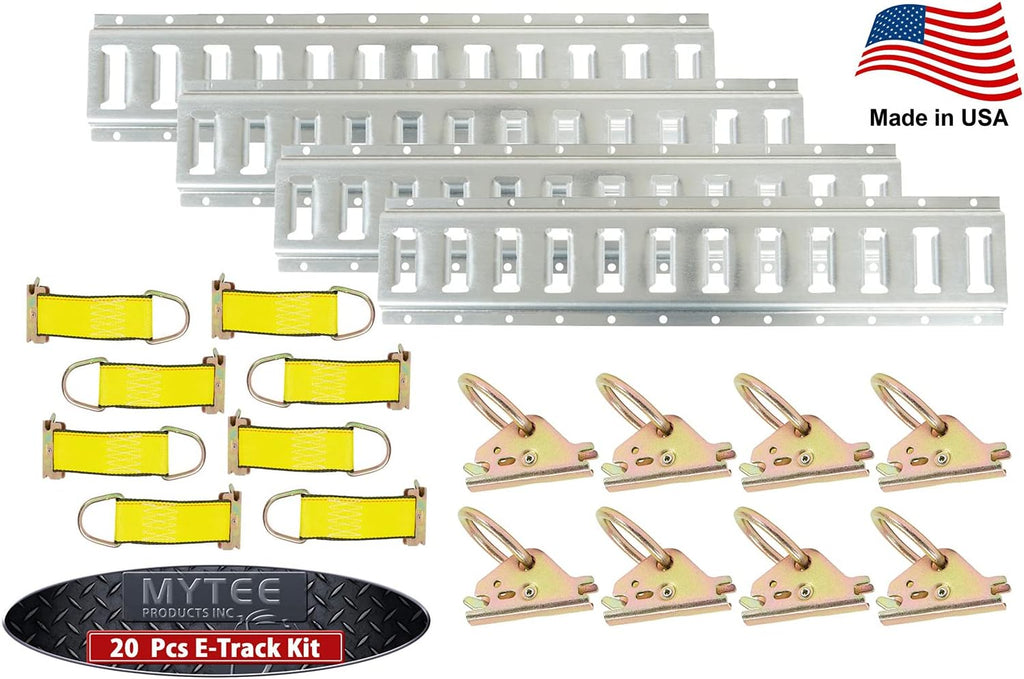 32 Pieces E Track Tie-Down Kit with 8 Horizontal 5 Ft E Track Rails C11295