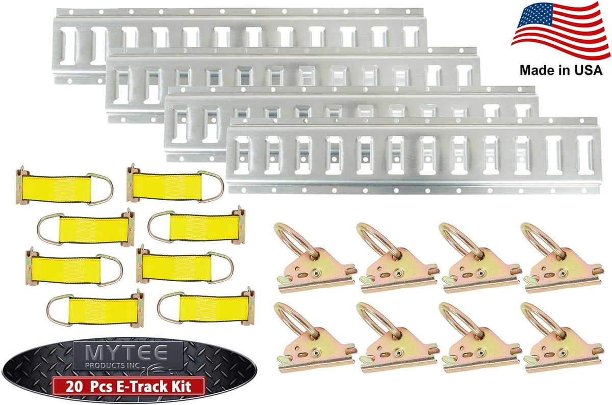 32 Pieces E Track Tie-Down Kit with 8 Horizontal 5 Ft E Track Rails C11295