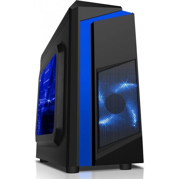 Black Micro-ATX Case with 12cm Blue LED Fan W123