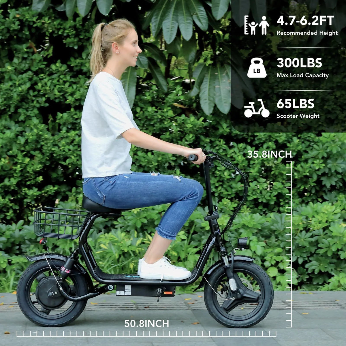 Black 500W Electric Scooter with Seat, 14" Tires, 20 MPH Max, 15 Miles Range U82575