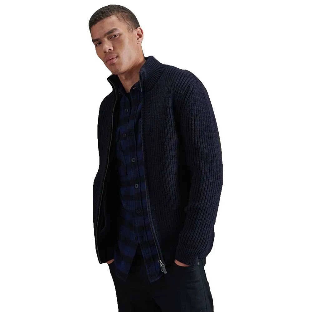 Navy Zip Through Cardigan Y7672