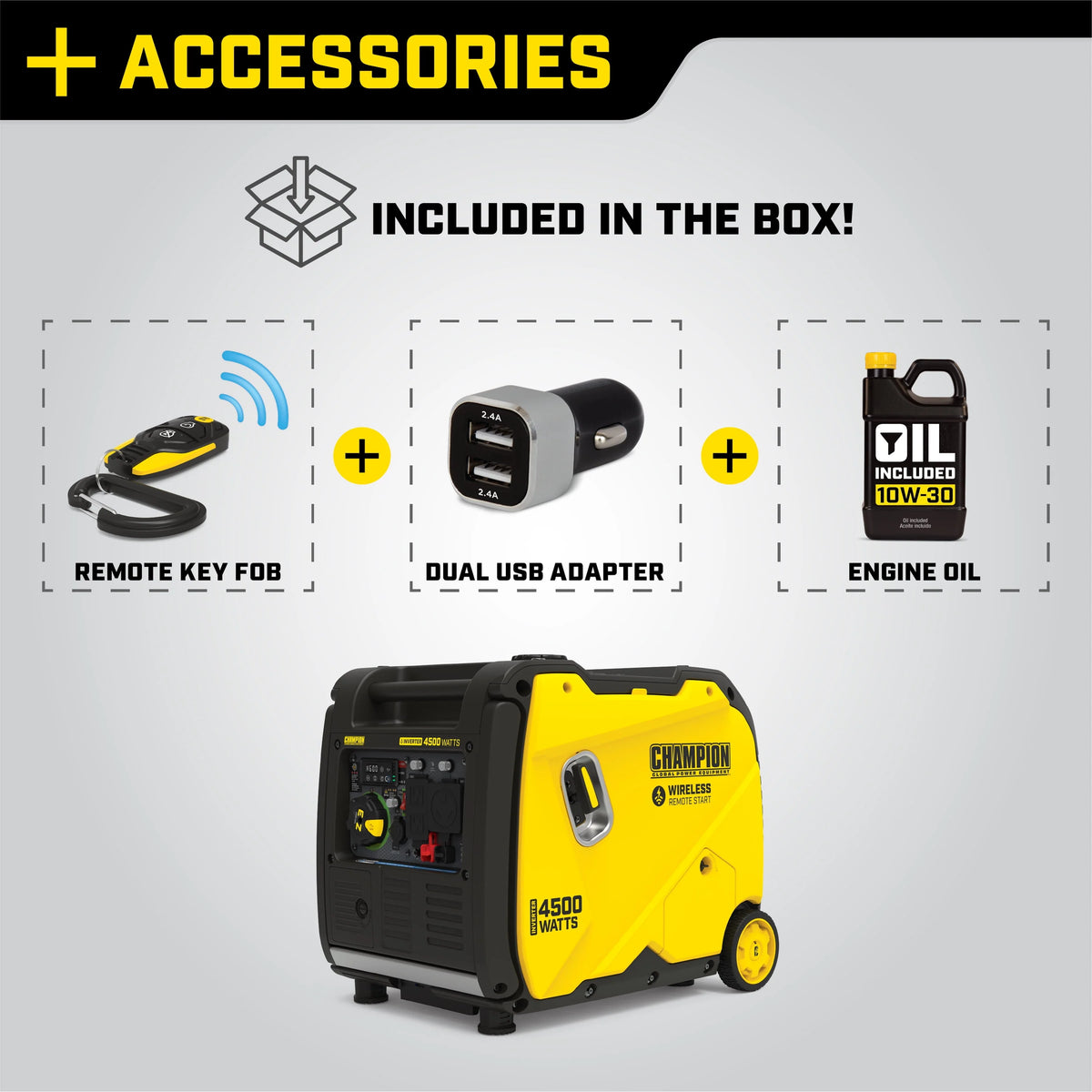 4500-Watt Wireless Remote Start Inverter Generator with CO Shield L716