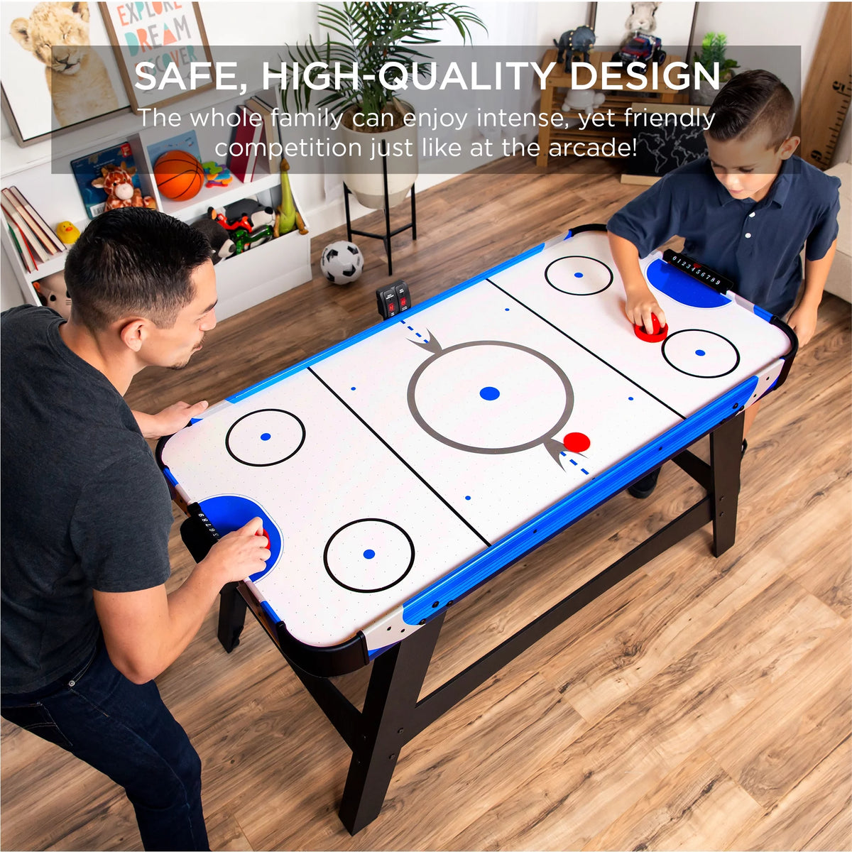 58in Mid-Size Air Hockey Table with 2 Pucks, 2 Pushers, LED Score Board, 12V Motor M58579