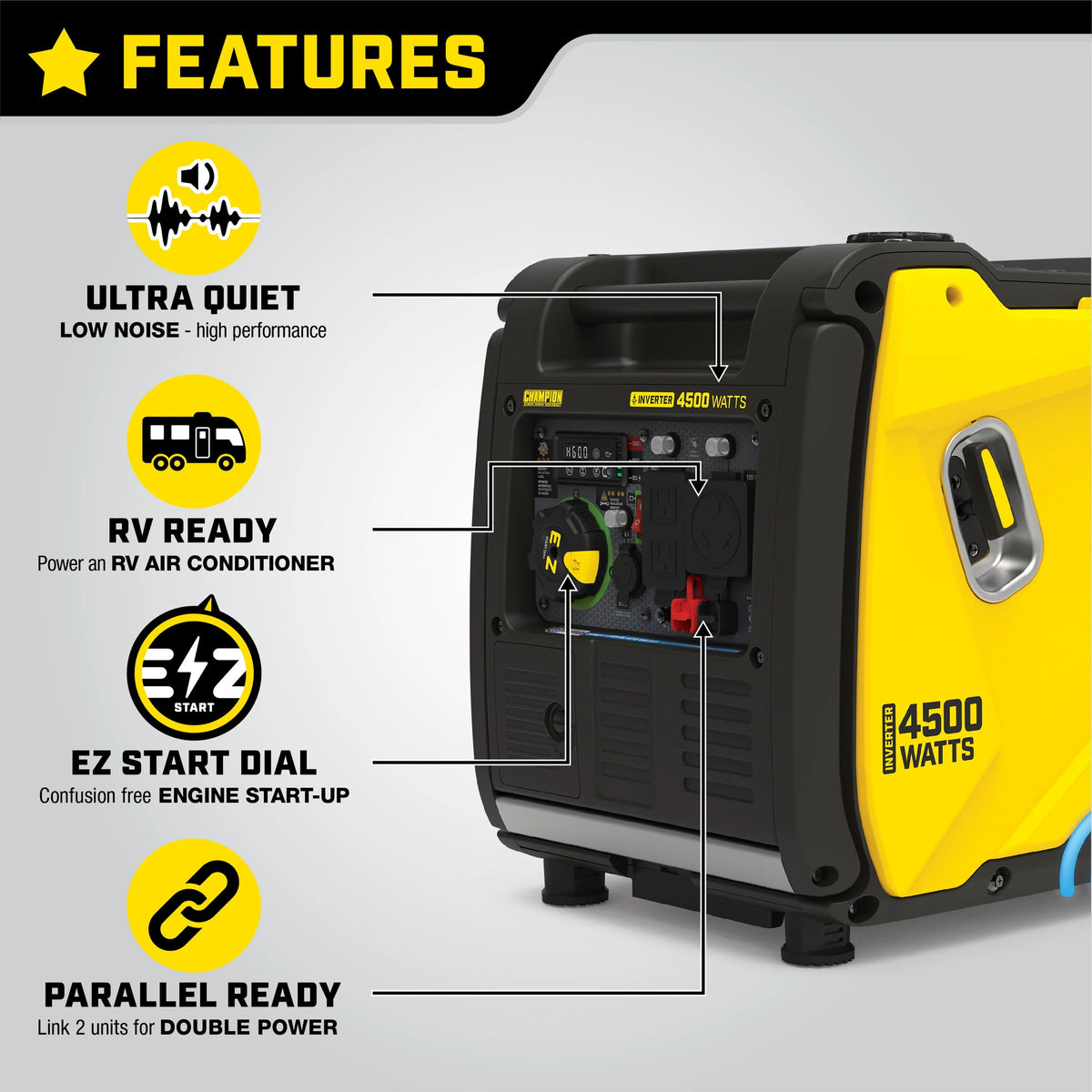 4500-Watt Wireless Remote Start Inverter Generator with CO Shield L716