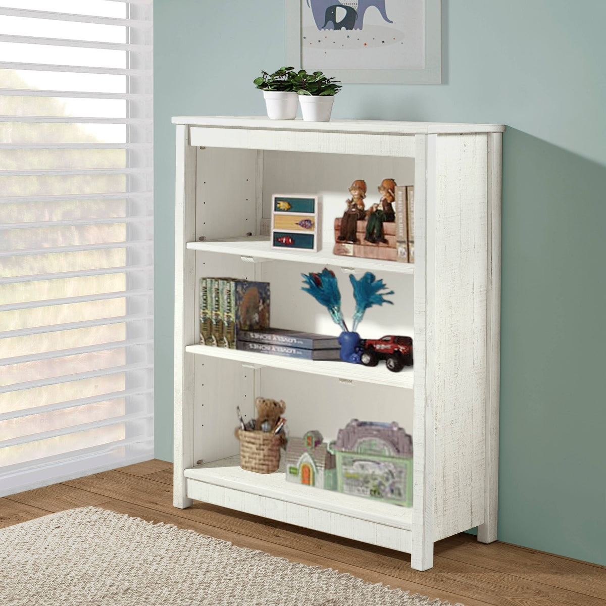 Grey Wood 3-Shelf Bookcase V446