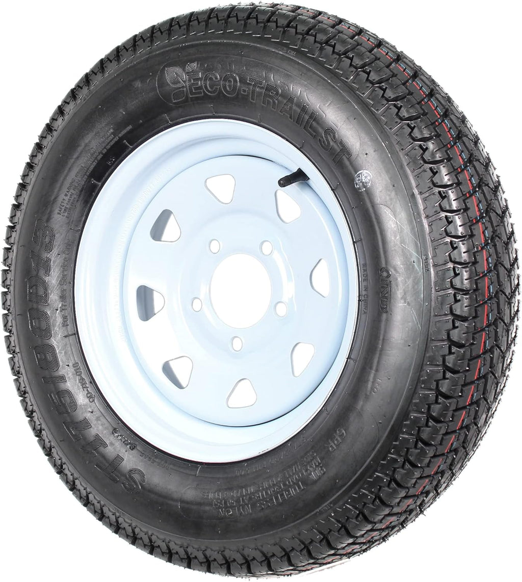 2-Pk Trailer Tire On Rim ST175/80D13 175/80 13 in. LRC 5 Hole White Spoke Wheel S790008