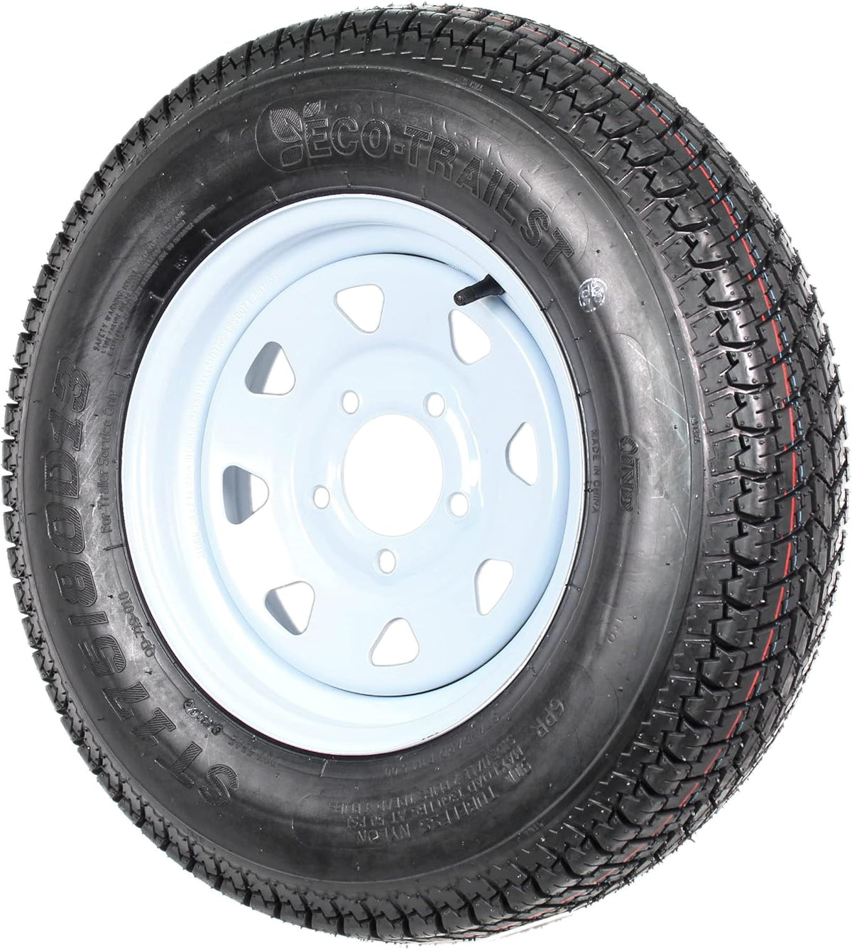 2-Pk Trailer Tire On Rim ST175/80D13 175/80 13 in. LRC 5 Hole White Spoke Wheel S790008