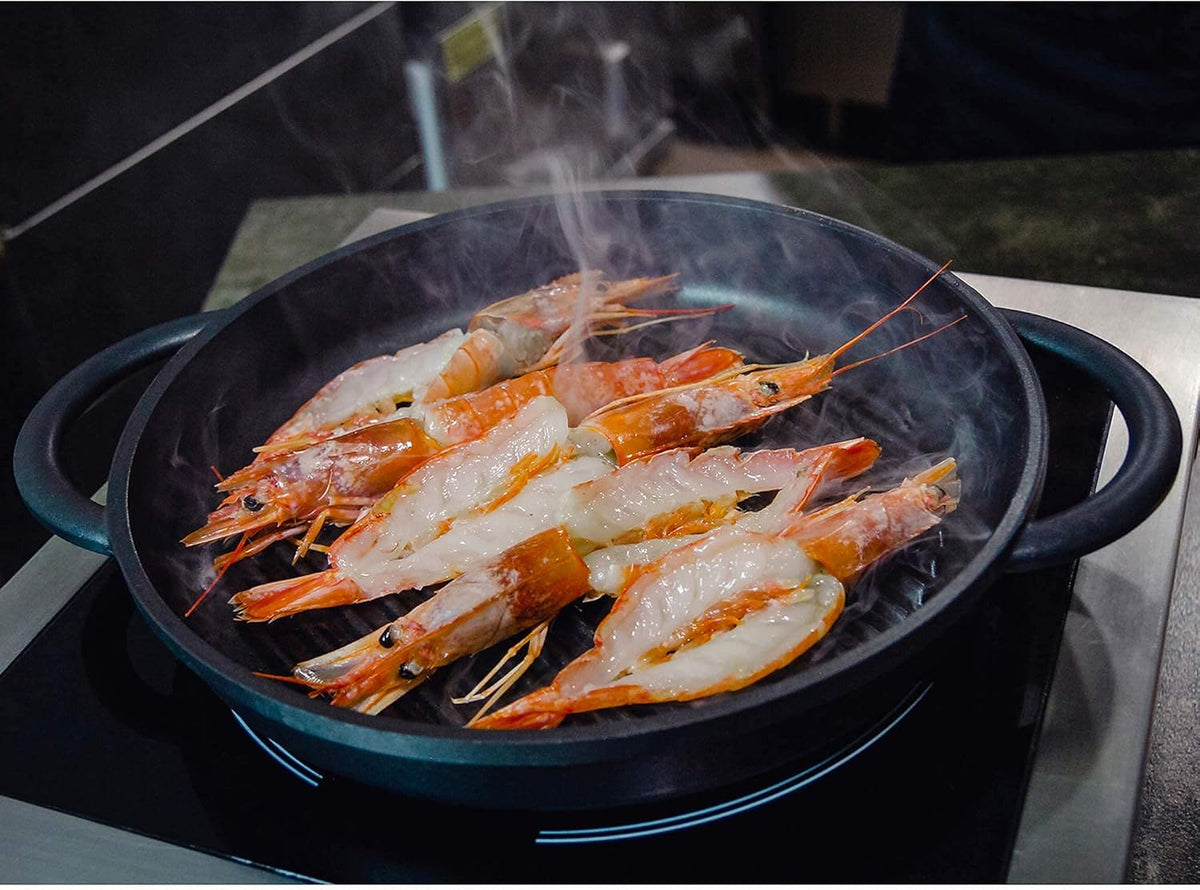Cast Aluminium Griddle Pan with Glass Lid, 10.6 Diameter, Non-Stick H1789
