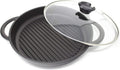 Cast Aluminium Griddle Pan with Glass Lid, 10.6 Diameter, Non-Stick H1789