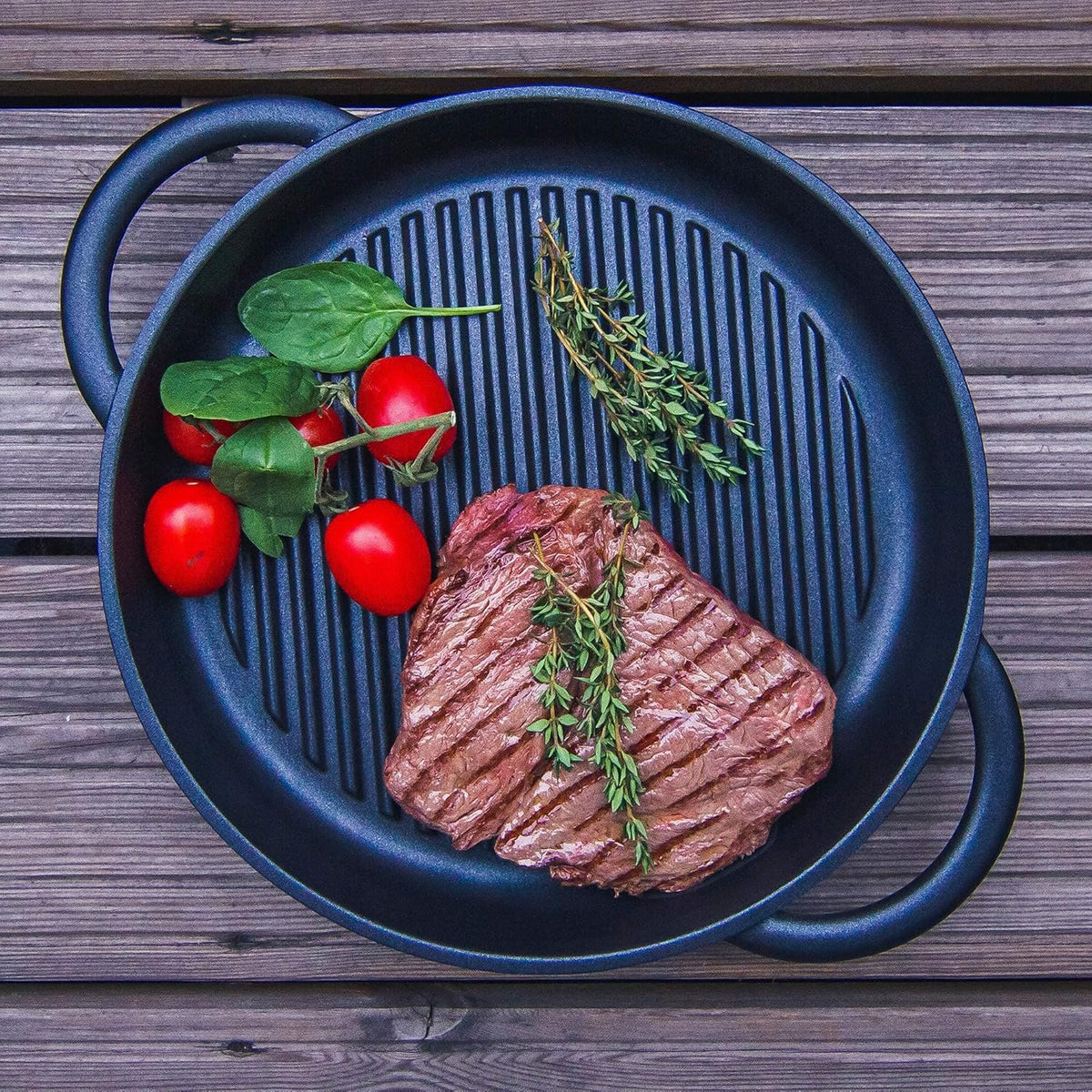 Cast Aluminium Griddle Pan with Glass Lid, 10.6 Diameter, Non-Stick H1789