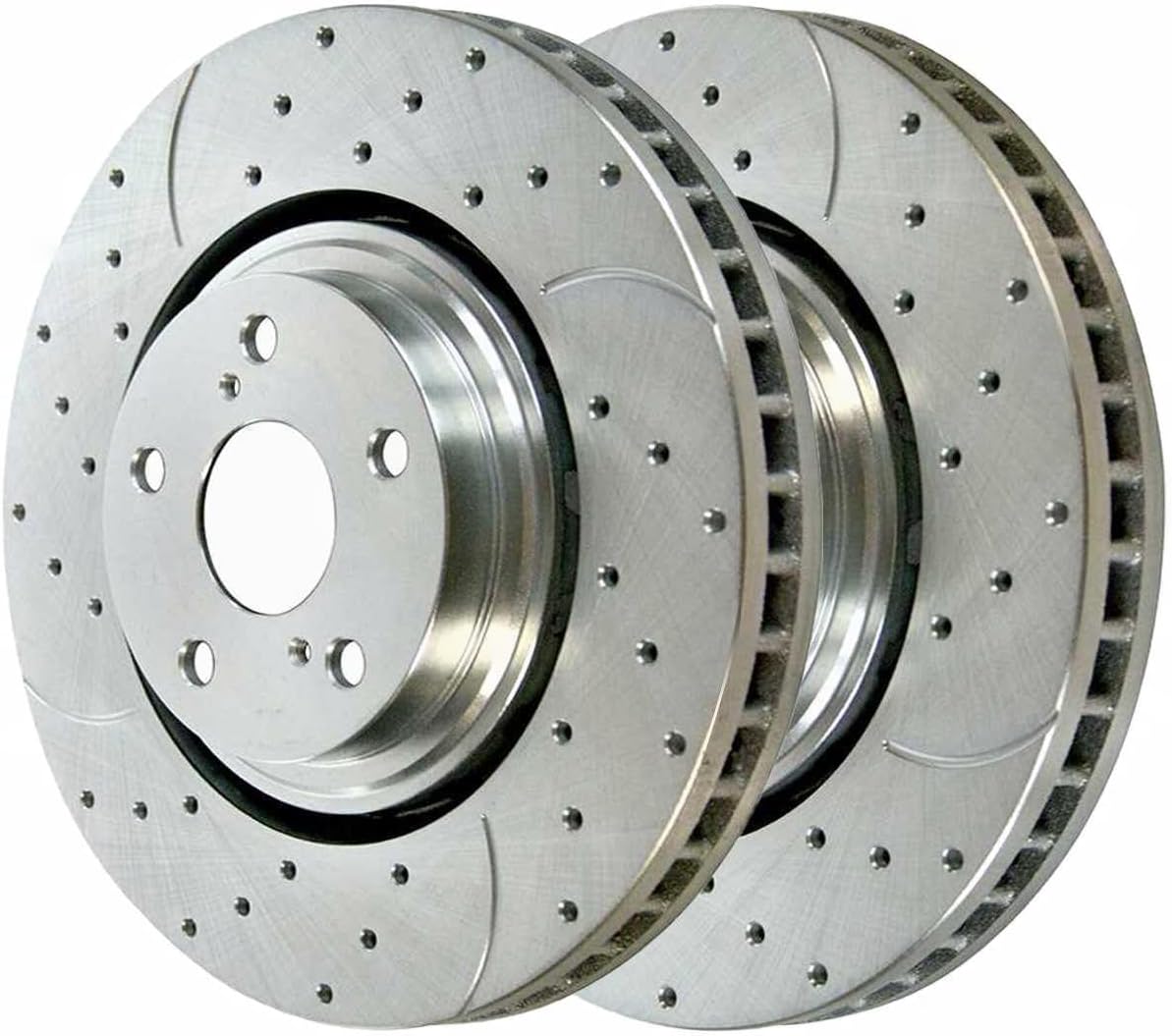 8pcs Ceramic Brake Pad Sets 4pcs Silver Drilled and Slotted Rotors Kit N3346