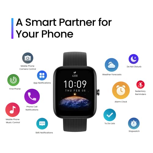 Black Smart Watch with 1.69 inch Display, 14-Day Battery Life, Blood Oxygen Heart Rate Monitor Y9351