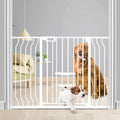 White 33" Tall Extra Wide Auto Close Walk Thru Safety Gate with Small Pet Door E256528
