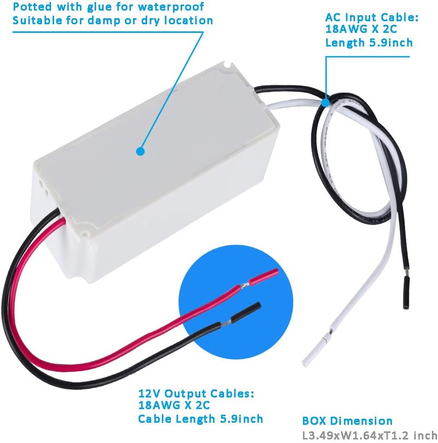 12V 24W Dimmable LED Driver IP67 Waterproof V82321