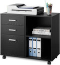 3 Drawer Wood File Cabinet with Lockable Casters U72641