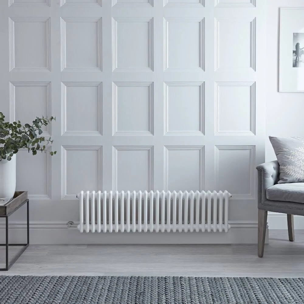 White Horizontal 2-Column Cast-Iron Style Radiator H969