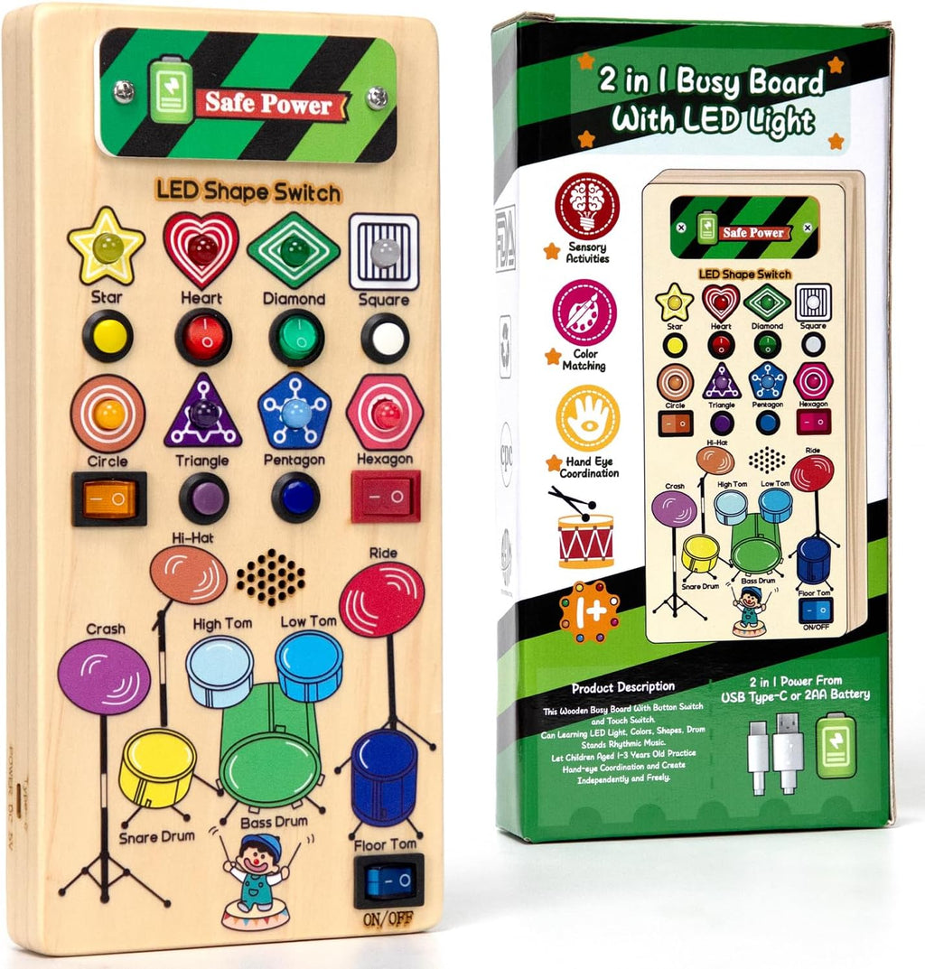 USB Busy Board with LED Shape Switch and Drum Set W169