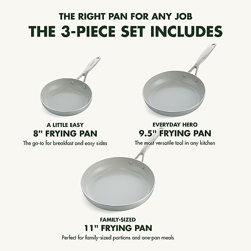 GreenPan Venice Pro Tri-Ply Stainless Steel Healthy Ceramic Nonstick 10" and 12" Frying Pan Skillet Set T78465