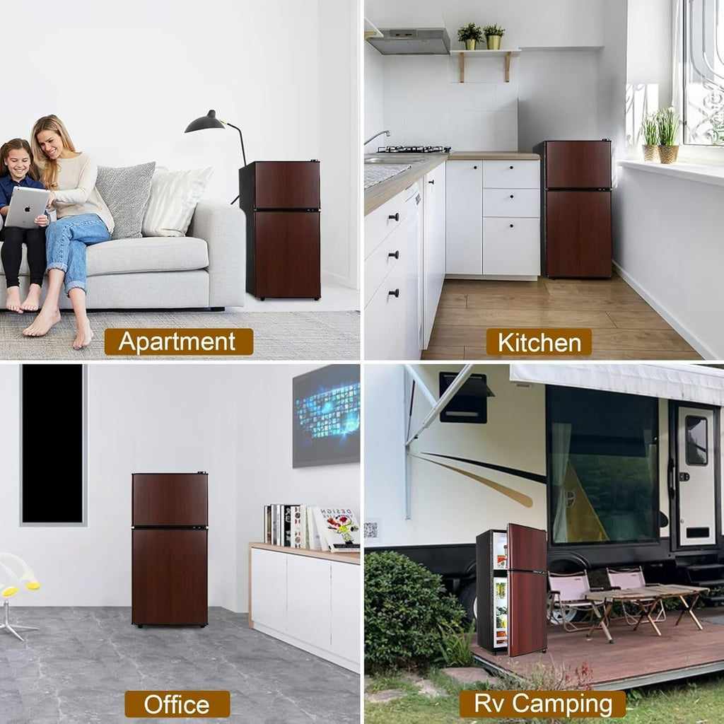 Compact Refrigerator, 3.5 Cu.Ft Double Door Fridge with 7 Level Adjustable Thermostat W926830