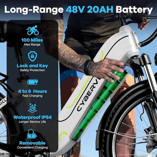 26" Electric Bike, 1000W Peak, Removable Battery, 7-Speed S9827