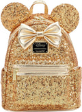 Disney Yellow Gold Sequin Minnie Mini Backpack I993