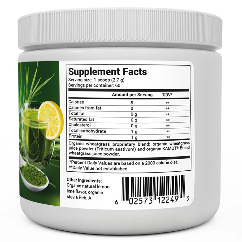 Organic Wheatgrass Raw Juice Powder, Lemon Flavor, 164g V57746