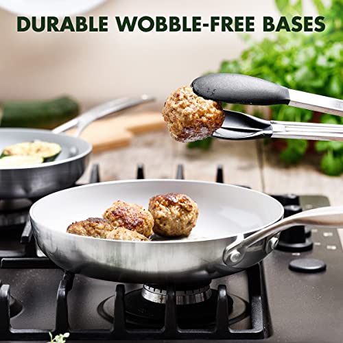 GreenPan Venice Pro Tri-Ply Stainless Steel Healthy Ceramic Nonstick 10" and 12" Frying Pan Skillet Set T78465