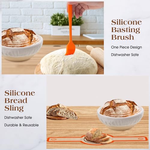 10 inch Oval & 9 inch Round Banneton Bread Proofing Basket with Linen Liner V634