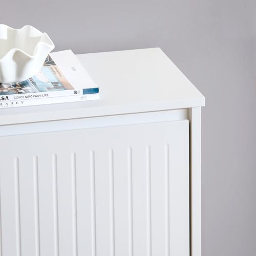 White Shoe Storage Cabinet with 2 Flip-Drawers I680926