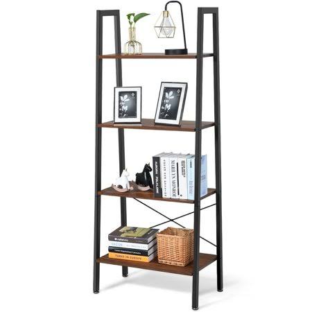 4-Tier Ladder Shelf Bookcase Display Rack, Black E62691