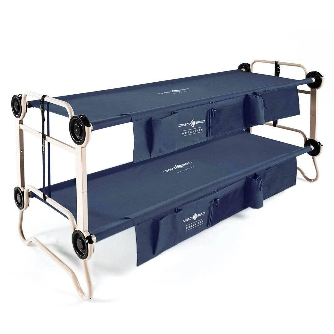 Navy Blue 2 Pack Double Cot with Organizers A729