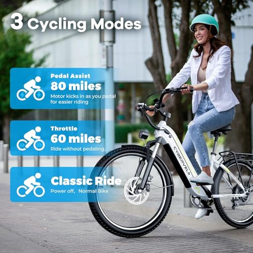 26" Electric Bike, 1000W Peak, Removable Battery, 7-Speed S9827