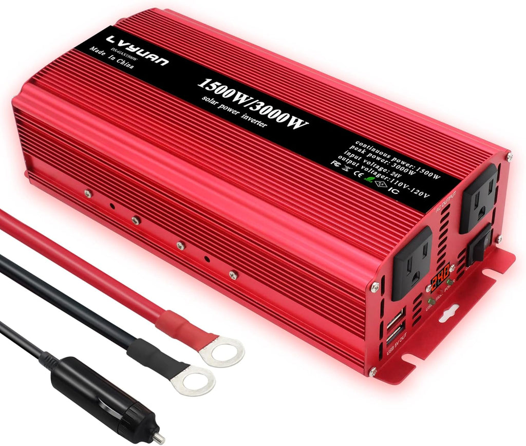 1500W Power Inverter with Dual AC Outlets and Dual USB Pack of 2 H172052
