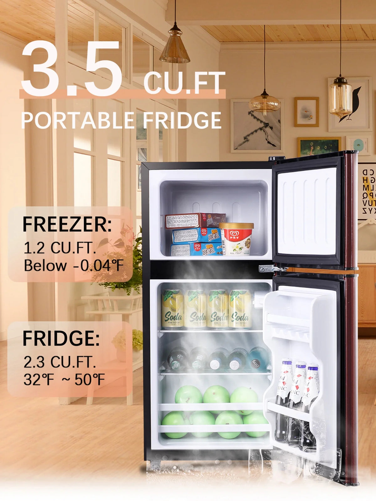 3.5 Cu.ft Mini Fridge with Freezer P588