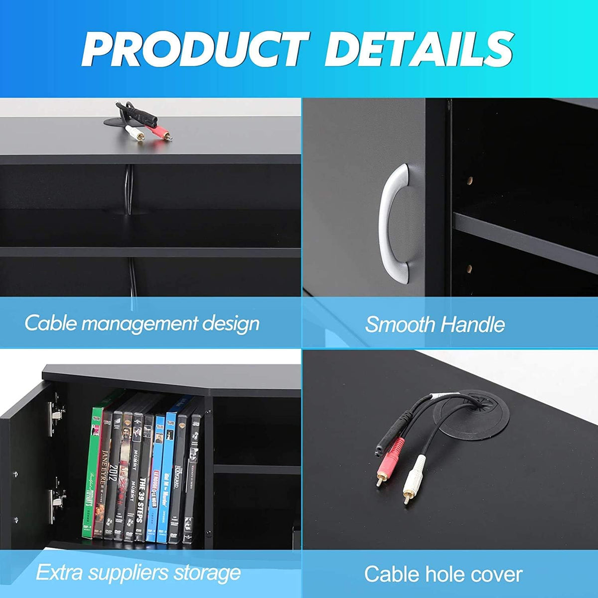 Black Floating TV Stand Wall Mounted Media Console W394842