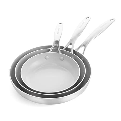 GreenPan Venice Pro Tri-Ply Stainless Steel Healthy Ceramic Nonstick 10" and 12" Frying Pan Skillet Set T78465