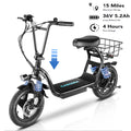 Black 500W Electric Scooter with Seat, 14" Tires, 20 MPH Max, 15 Miles Range U82575