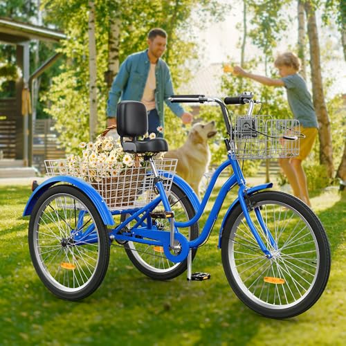 24 & 26 Inch 3-Wheel Adult Tricycle with Front and Rear Baskets N14110