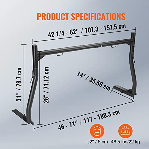 71in Aluminum Truck Rack with 8 Non-Drilling C-Clamps B85041