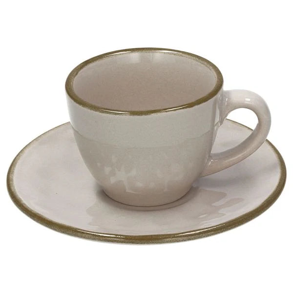6 Coffee Cup & Saucer Ceramic Beige N4056