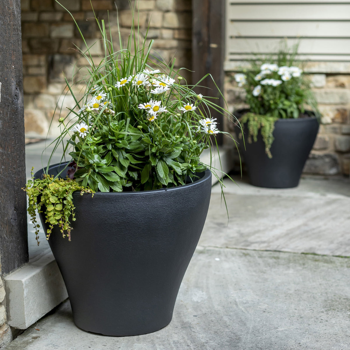 Dark Cedar Round Indoor Outdoor Plastic Planter and Pot I756