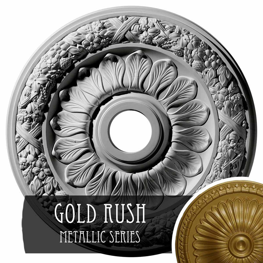 24x22OD x 4x22ID x 1 1/2x22P Hand-Painted Gold Ceiling Medallion H6873