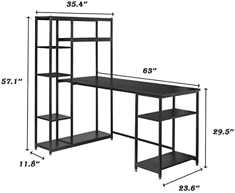 L-Shaped Computer Desk with Hutch Bookshelf 63-Inch B197653