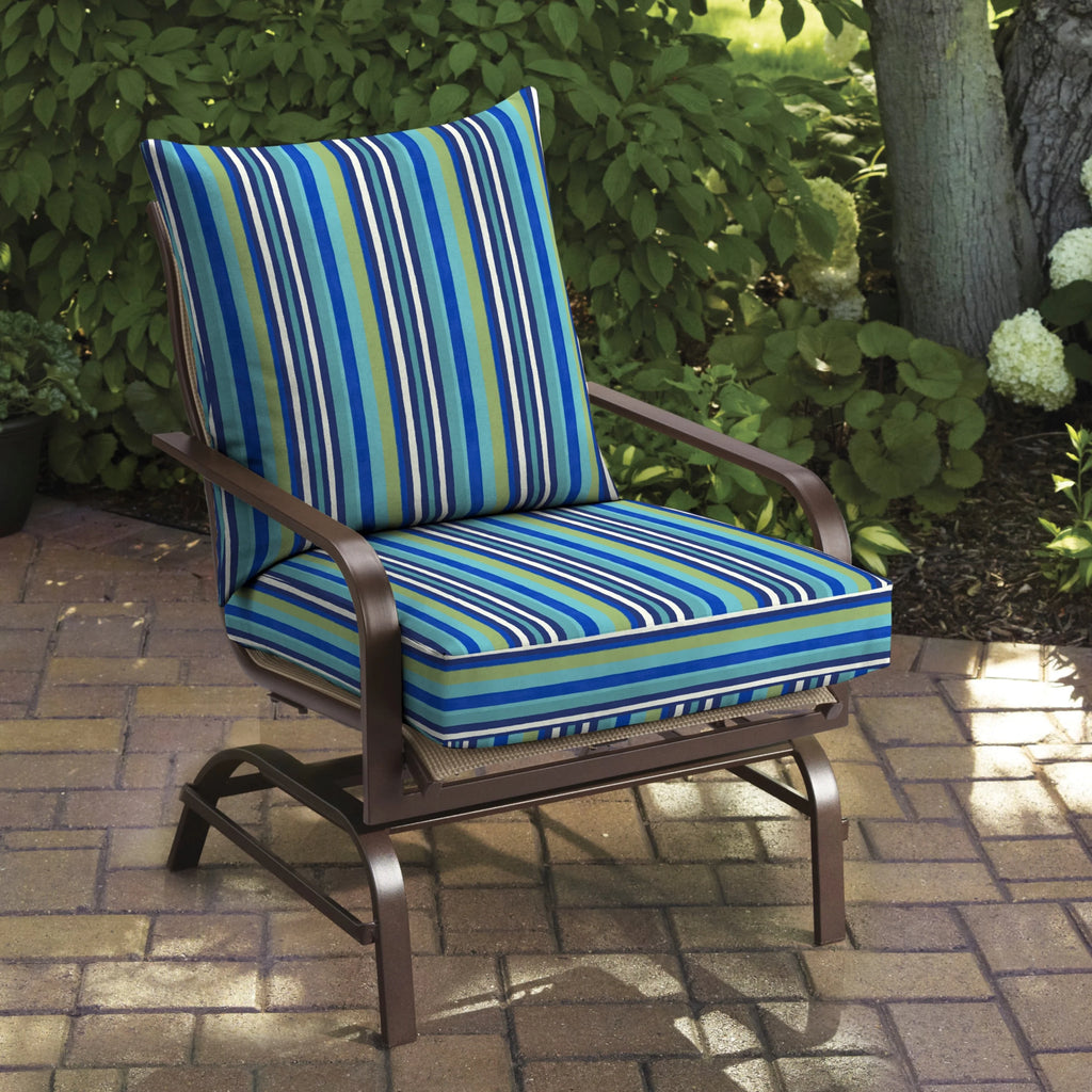 Turquoise Stripe 2-Piece Deep Seat Cushion Z951990