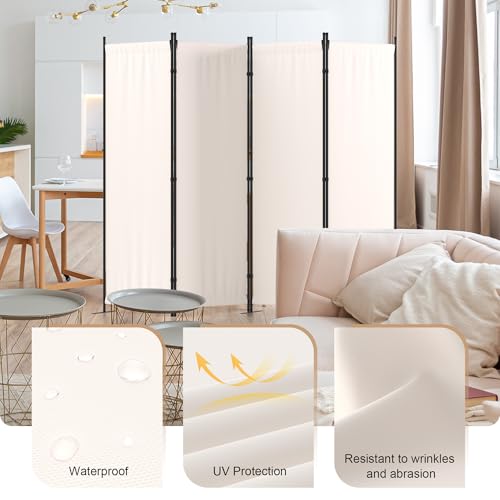 4 Panel Folding Privacy Screen Room Divider with 3 Metal Feet I7974